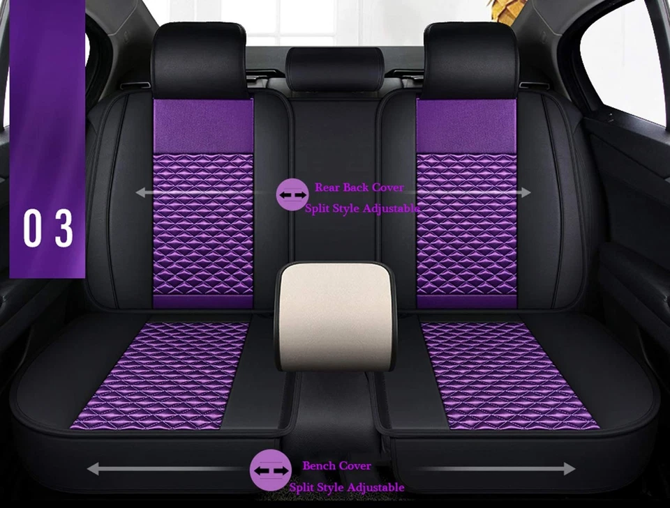 Fundas de asiento de coche delanteras y traseras Bling Retro Moda celosía seda y cuero S... Foto 4 de 4