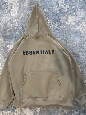 Fear of Gods Essentials Hoodie Size L, Crewneck, Beige/Cream Cotton