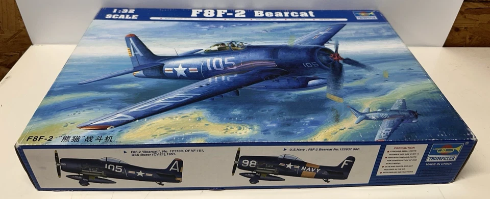 Trompetista F8F-2 Bearcat #02248 1:32 Kit Modelo de Caza Fábrica NUEVA CAJA ABIERTA Foto 2 de 4