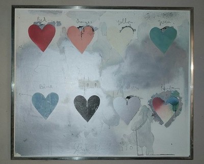 Jim Dine Original Vintage Signed Eight Hearts Pop Art Screen Print