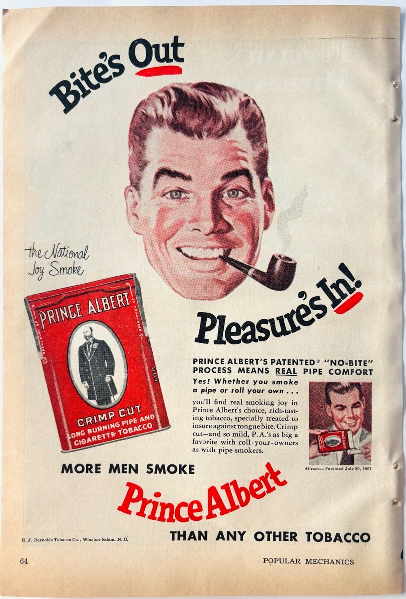 cigarette bite 1951 Prince Albert Pipe Tobacco Advertisement Vintage Smoking Bites Out  DWX11C