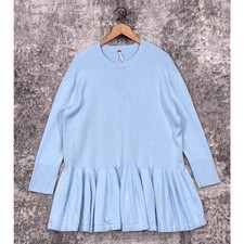Free People Dress Medium Womens Baby Blue Heavy Knit Long Sleeve Mini