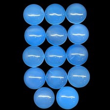 14 Pcs Natural Blue Chalcedony 14-15mm Round Cabochon Loose Wholesale Gemstones