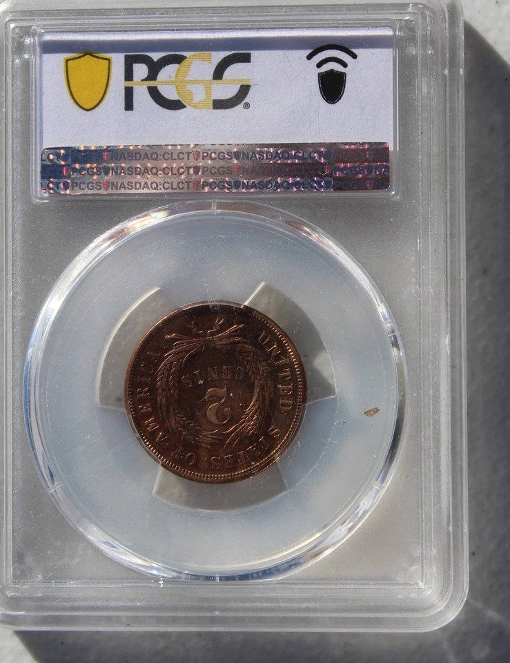 1870 Two Cent 2c, PCGS PR64 , Low Mintage Of Only 1000 - Image 3 of 4