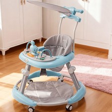 Baby Walker Adjustable Baby Walker for Baby Boys/Girls with Awning Push Along UK