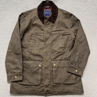 #ad GH Bass Chore Coat Mens XL Brown Corduroy Collar Flannel Lined Barn Heritage $45.00