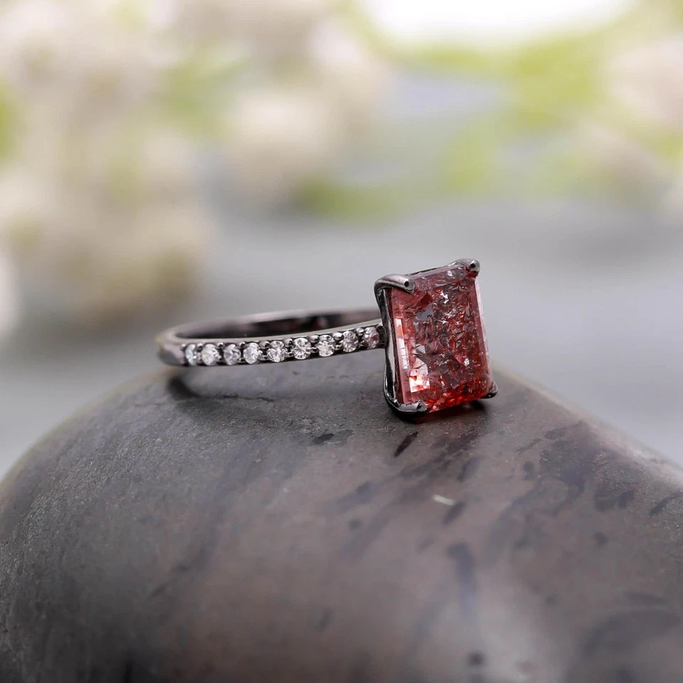 Anillo Natural Super Siete Octágono Plata de Ley 925 Negro Oxidado Joyería Foto 4 de 4