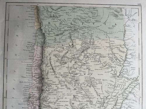 1854 Chile, Argentina & South Bolivia Hand Coloured Original Antique Map - Picture 2 of 3