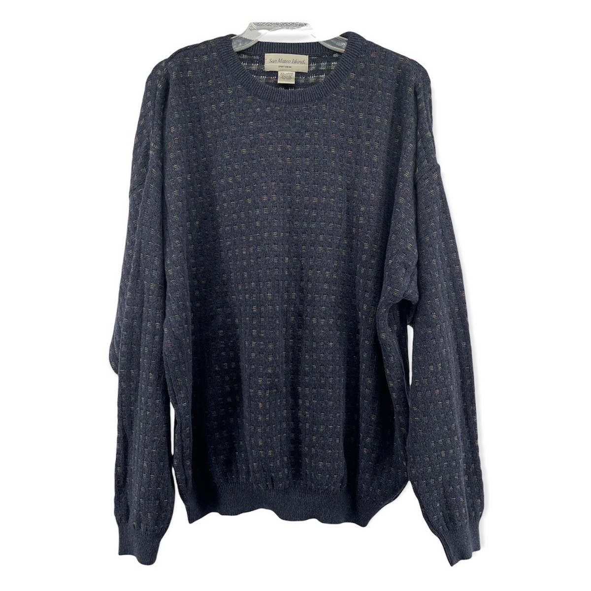 San Mateo Island Sportswear Mens Vintage 90s Navy Blue Pullover