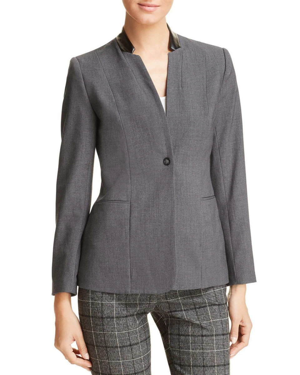 Leather trim clearance blazer