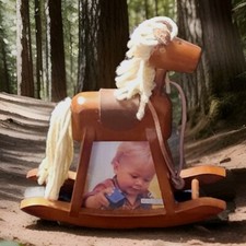 Adorable Wooden Rocking Horse Photo Frame by Malden Picture Size 2.5" X3"