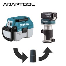 Makita DVC750L vacuum extractor hose adaptor to Makita DRT50  1/4 Trimmer Router