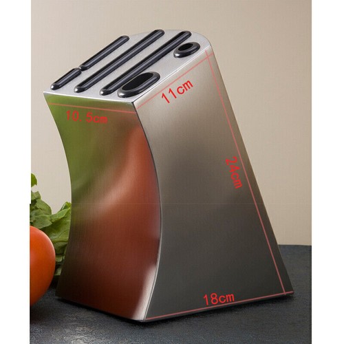 Stainless Steel Knife Holder Block Set Kitchen Tool Storage Rack Scissor Slot - Picture 7 of 8