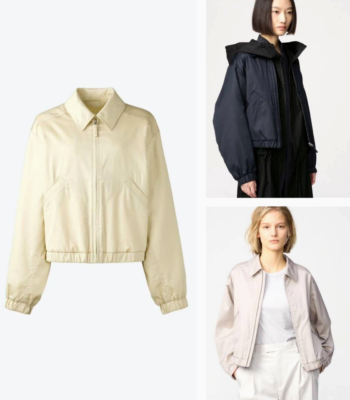 Uniqlo U Zip-up Short Blouson Women's Black / Natural / Beige Size