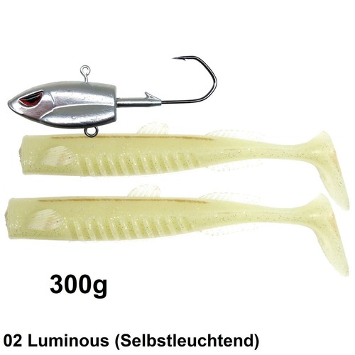 FLADEN Norwegen Meeresköder 200g bis 400g - 2x Gummifisch + Jigkopf Dorsch Köder - Bild 7 von 20
