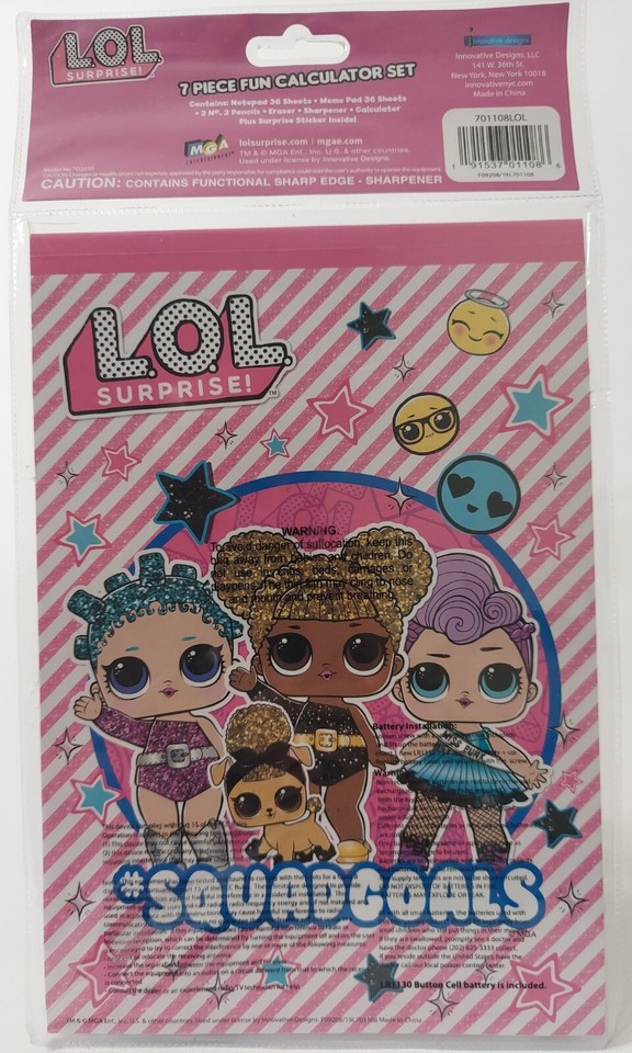 Lol Surprise 7pc Calculator Set Notepad Eraser Sharpener Calculator ...