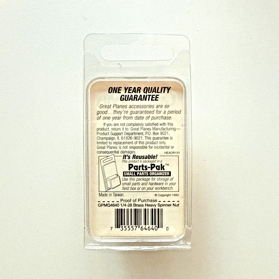 GREAT PLANES 1/4 - 28 BRASS HEAVY SPINNER NUT GPMQ4640 NEW OLD INVENTORY - Image 2 of 2