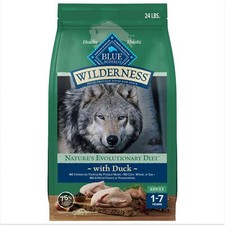 Blue Buffalo Wilderness High Protein Duck Recipe Dry Dog Food 24 lb Bag