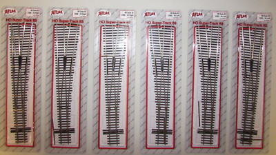 6 ATLAS NICKLE/SILVER #6 SWITCH TURNOUTS CODE 83 HO SCALE (LOT 157)