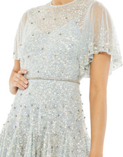 Mac Duggal (201) CAPE SLEEVE BEADED TEA LENGTH A-LINE DRESS size 14 $598
