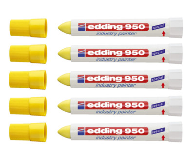 5 x Edding 950 industry painter Spezialmarker permanent Strichstärke 10mm gelb