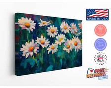 Daisies in Nature Canvas Print, Bold Floral Wall Art, Painting-Style Decor
