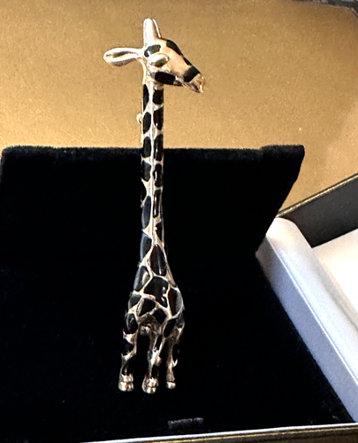 Vintage Carolee Signed Gold With Black Enamel Giraffe Brooch 4.17" Long - Picture 3 of 10