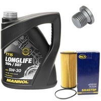 MotoröL Set 5W30 5 Liter + ÖLfilter SH 4079 P + Schraube FüR Audi A5 VW Passat