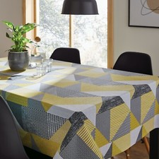 Image of Catherine Lansfield Larsson Geo Kitchen Table Cloth Apron Towels Placemats Ochre