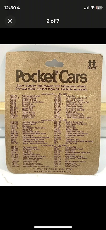 Tomy Pocket Cars Lotus Esprit nuevo en paquete 1979 nuevo stock antiguo 220-F24 Japón Foto 3 de 4