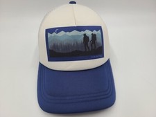 ZYIA Active Hiking Mesh Trucker Snapback Hat Cap Outdoors Men Women White Blue