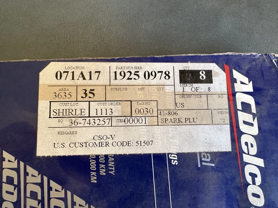 Bujías dobles platino GM OEM NOS 19250978 8x 2003-2004 Cadillac CTS 3,1 L Foto 2 de 2