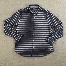 American Eagle Outfitters Shirt Mens XL Blue Gray Striped Long Sleeve Casual Dad