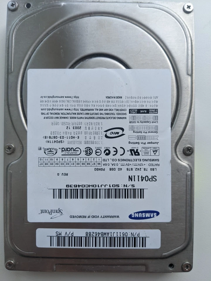 Samsung SP0411N 40Gb IDE 3.5 HDD Hard Drive - Image 3 of 4