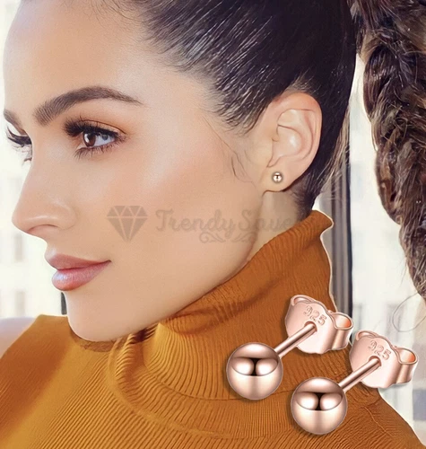 Ear Cartilage Piercings 925 Sterling Silver 5MM Rose Gold Ball Stud Earrings UK