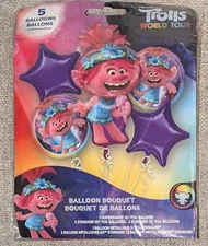 Trolls World Tour Foil Balloon Bouquet 5 Piece New
