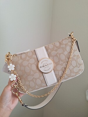 NWT Coach Lonnie Baguette crossbody In Signature Jacquard C8306 $350