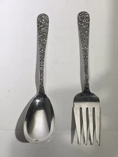 S. Kirk and Son Sterling Cold Meat Serving Fork w/Bouquet Silver Plate Spoon