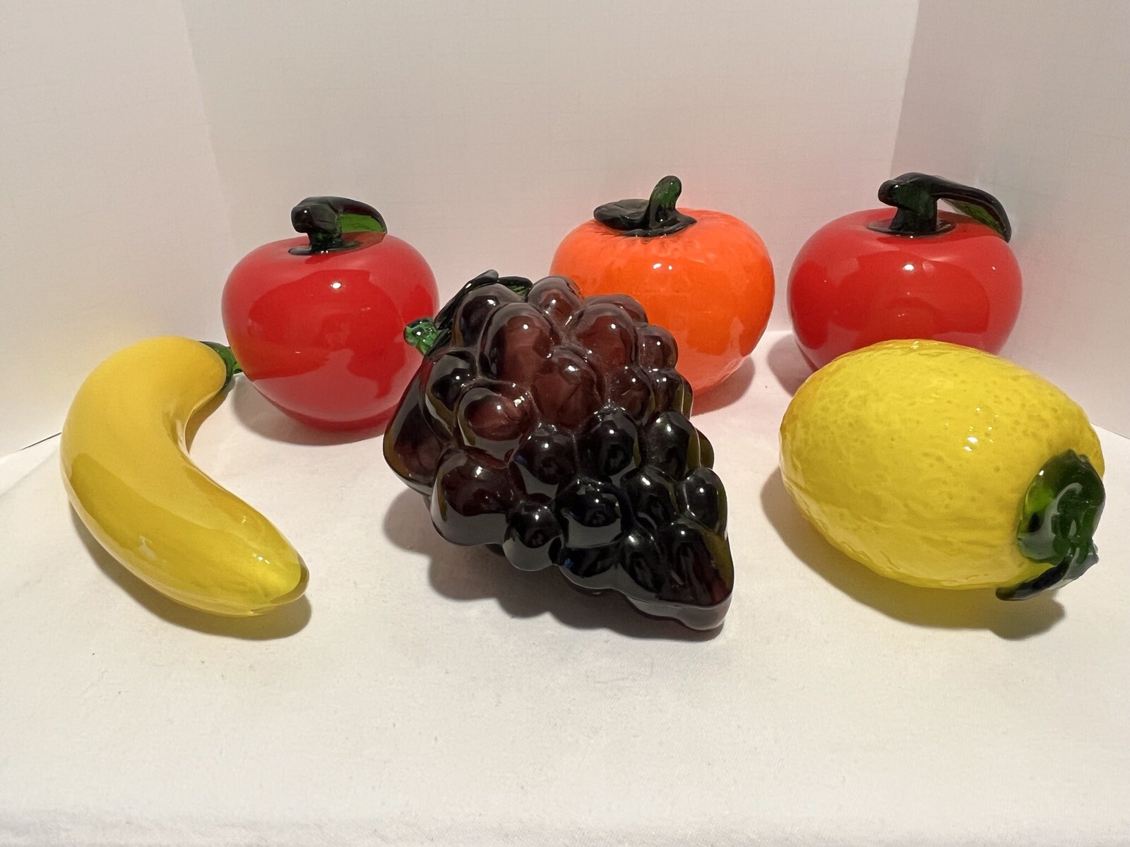 Vintage Hand Blown Glass Fruit Brilliant Colors eBay