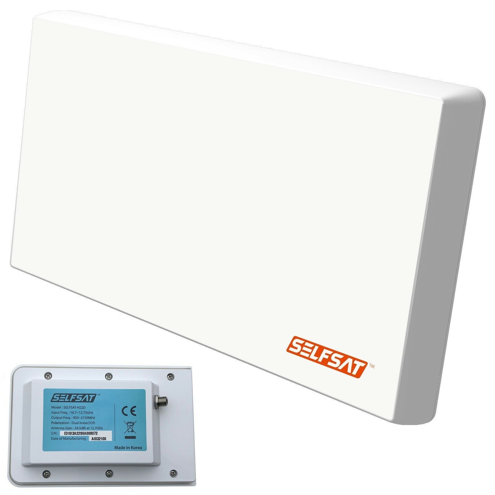 Selfsat H22d+ Single Lnb Sat Antennenset Flachantenne