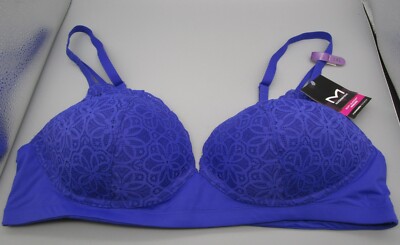 MAIDENFORM~2XL~DM2314~Violet Indigo M Soft Support Lace Wireless Bralette