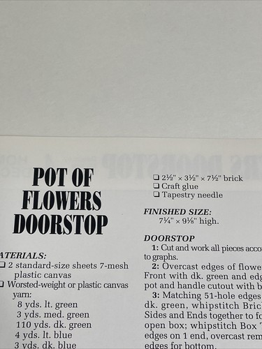 Pot of Flowers Doorstop Annie's Attic Plastic Canvas Pattern - Picture 3 of 4