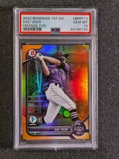 2022 Bowman Chrome 1st Zac Veen #BD-32 Orange Foil /25 Rookie RC PSA 10 Gem MINT