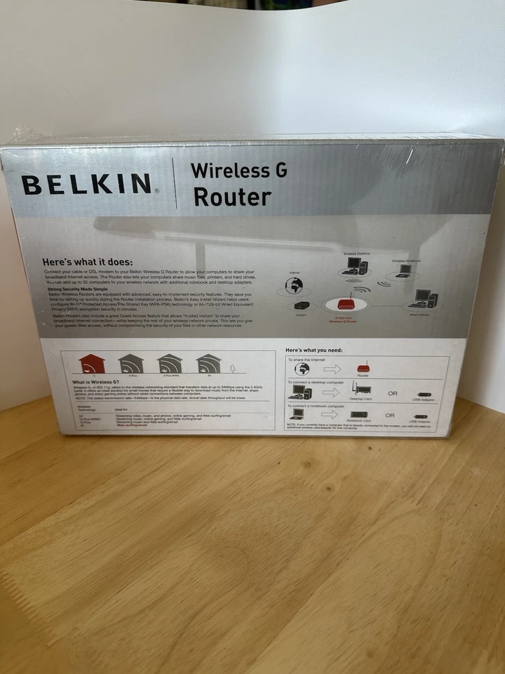 Belkin Wireless G Router F5D7230-4 400FT Range NEW Sealed Computer Internet  - Image 2 of 4