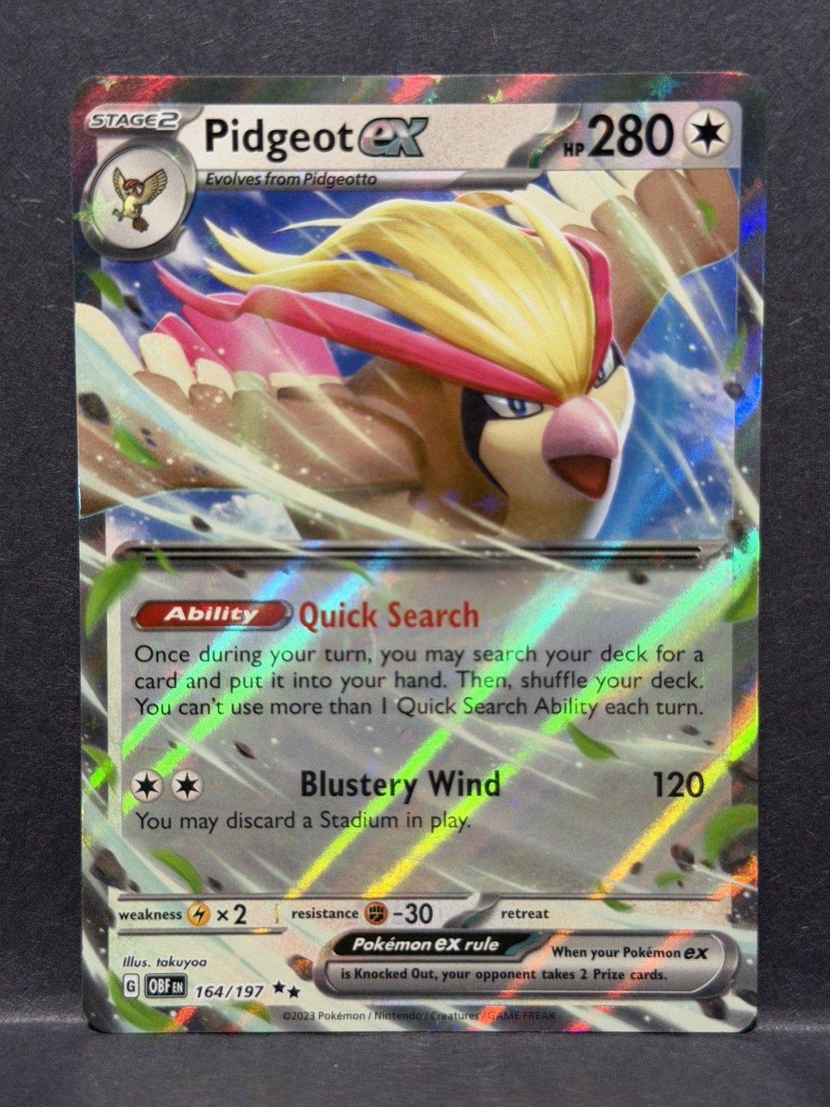 Pidgeot ex 164/197 Obsidian Flames Pokémon TCG