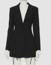 Bardot Women's Black Verity Lace Up Blazer Dress Size 8