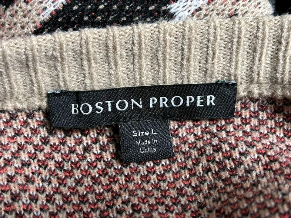 Boston Proper Sweater Womens Large Tan Animal Print Long Open Front Cardigan - Image 4 of 4