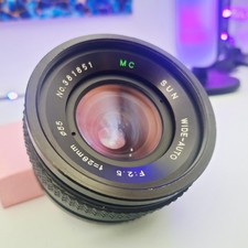 SUN Wide-Auto MC 28mm f/2.5 OM Lens Fully Working w/Some Lens Markings. baug