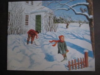 1950s vintage greeting card CHRISTMAS Poet Whittier Birthplace "Snow Bound"