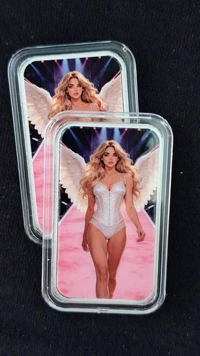 Bullion Baddies 1 oz silver bars "Heavenly Harper" 2 bars Naughty and Nice W/COA